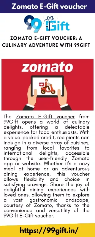 Zomato E-Gift Voucher A Culinary Adventure with 99Gift