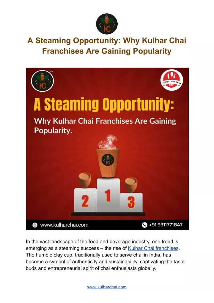 a steaming opportunity why kulhar chai franchises