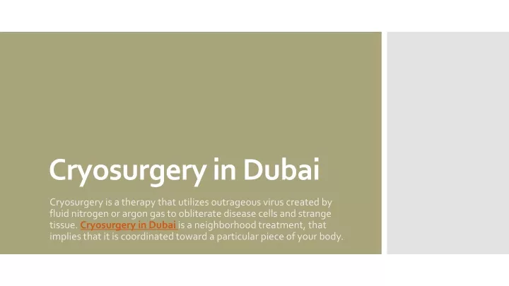 cryosurgery in dubai