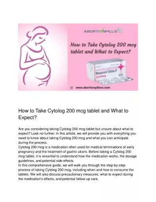 How to Take Cytotec tablet (Cytolog 200 mcg) and What to Expect?