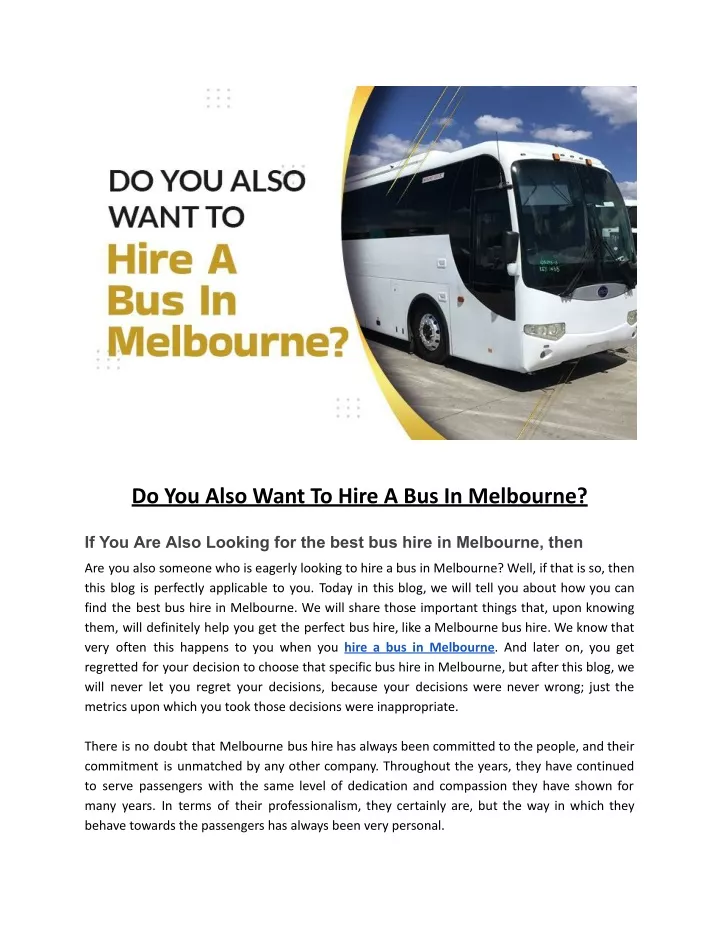 do you also want to hire a bus in melbourne