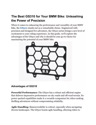 The Best GS310 for Your BMW Bike