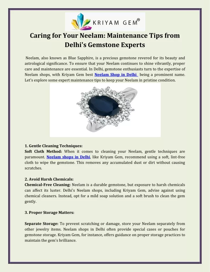 caring for your neelam maintenance tips from
