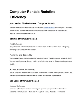 computer rentals redefine efficiency