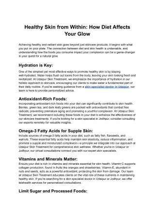 healthy skin from within how diet affects your