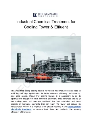 Industrial Chemical Treatment for Cooling Tower & Effluent