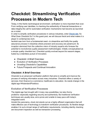 Checkdot_ Streamlining Verification Processes in Modern Tech