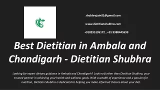 Best Dietitian in Ambala and Chandigarh - Dietitian Shubhra