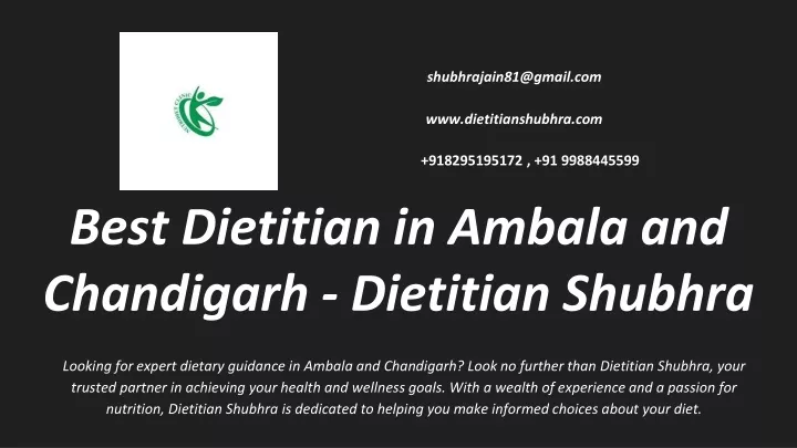 best dietitian in ambala and chandigarh dietitian shubhra