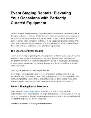 event staging rentals elevating your occasions