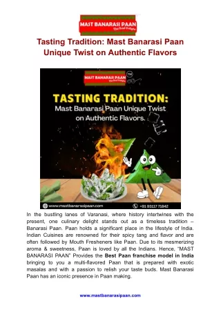 Tasting Tradition: Mast Banarasi Paan Unique Twist on Authentic Flavors