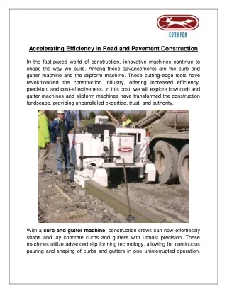 Accelerating Efficiency in Road and Pavement Construction