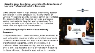 Securing Legal Excellence Unraveling the Importance of Lawyers Professional Liability Insurance