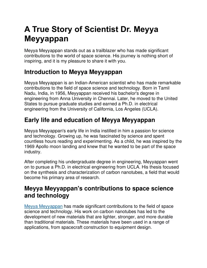 a true story of scientist dr meyya meyyappan