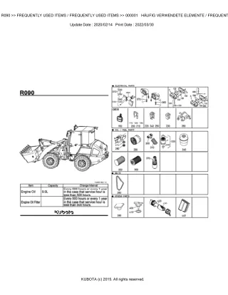 Kubota R090 Wheel Loader Parts Catalogue Manual (Publishing ID BKIDA5190)