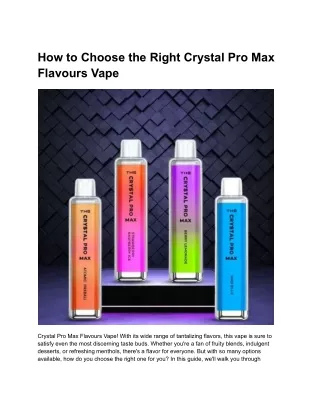 Exploring the World of Crystal Pro Max Flavours