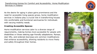 Transforming Homes for Comfort and Accessibility Home Modification Services in Indiana