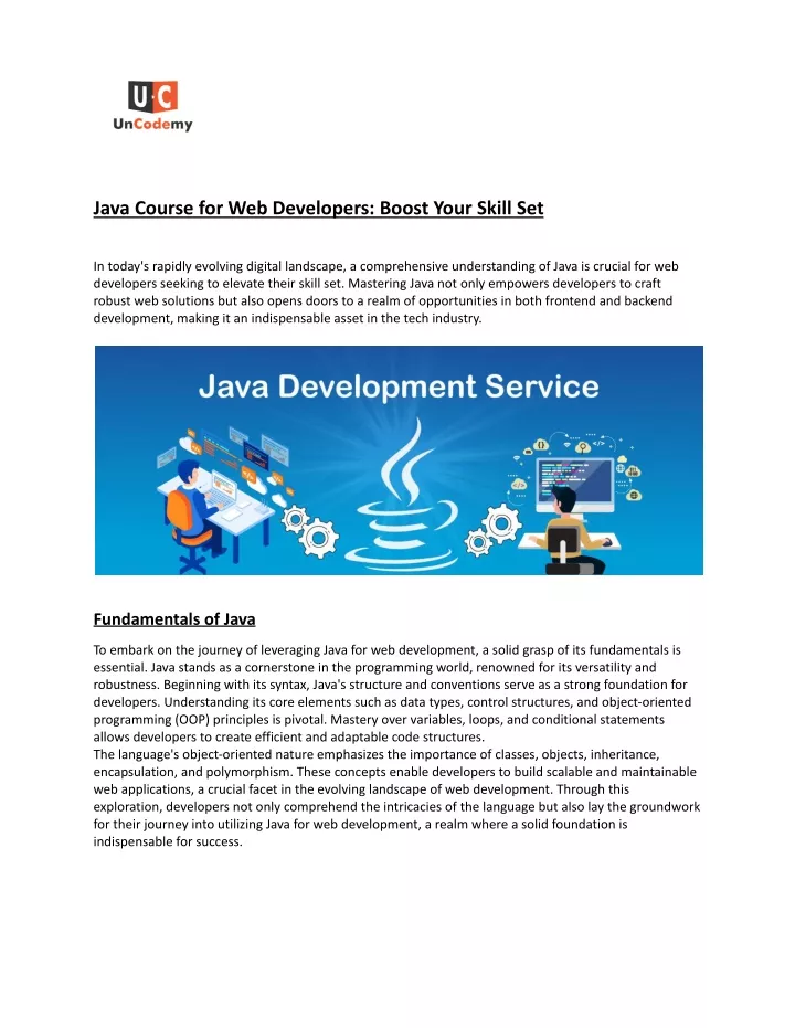 java course for web developers boost your skill