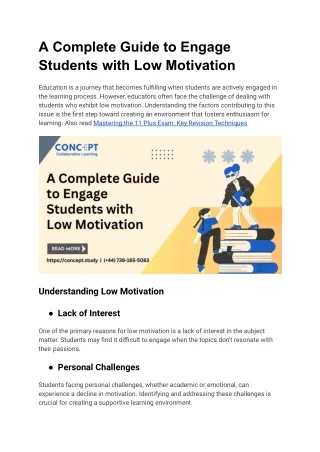 A Complete Guide to Engage Students with Low Motivation