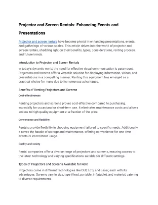 projector and screen rentals enhancing events and