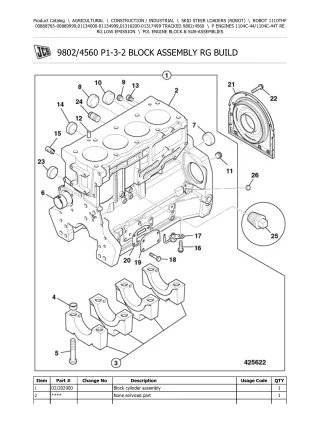 JCB 1110THF Robot Parts Catalogue Manual (Serial Number  00888765-00889999)
