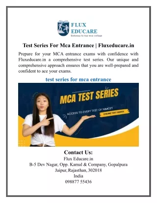Test Series For Mca Entrance | Fluxeducare.in