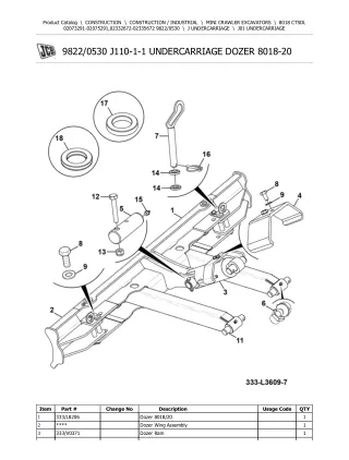 JCB 8018 CTSDL Mini Crawler Excavator Parts Catalogue Manual (Serial Number 02332672-02335672)