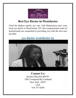 Best Eye Doctor in Westchester