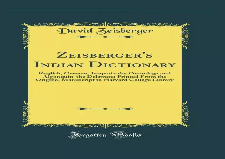 read ebook pdf zeisberger s indian dictionary