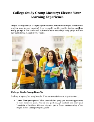 college study group mastery elevate your learning