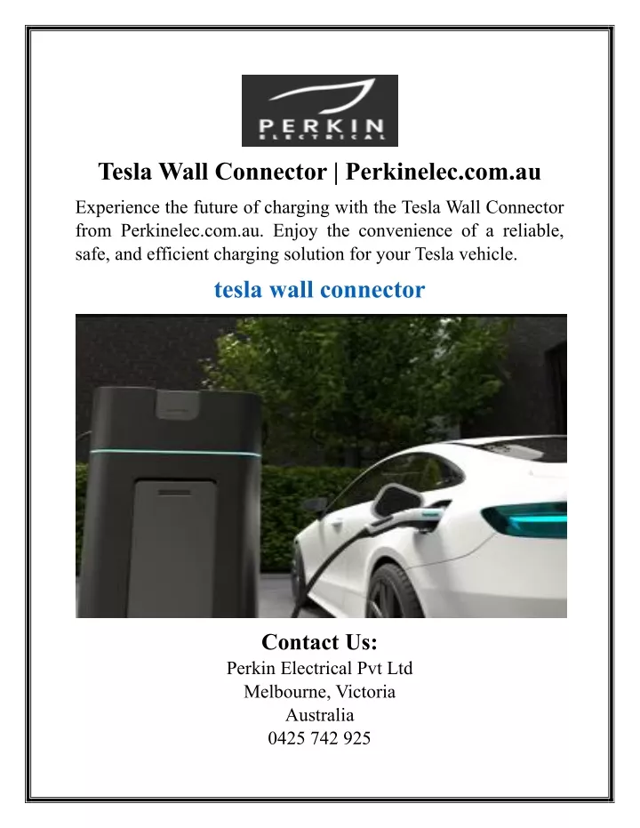 tesla wall connector perkinelec com au