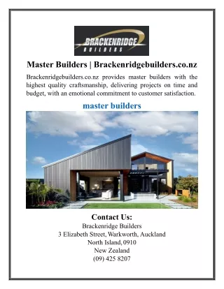 Master Builders | Brackenridgebuilders.co.nz