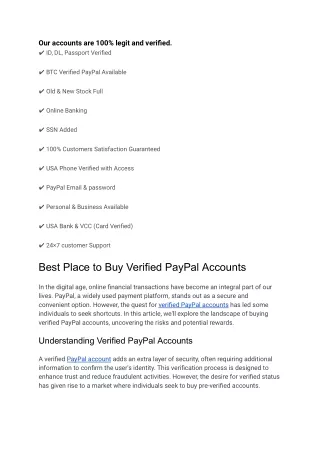 Best Place to Buy Verified PayPal Accounts