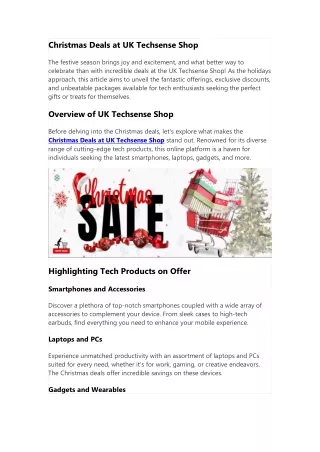 Christmas Deals at UK Techsense Shop