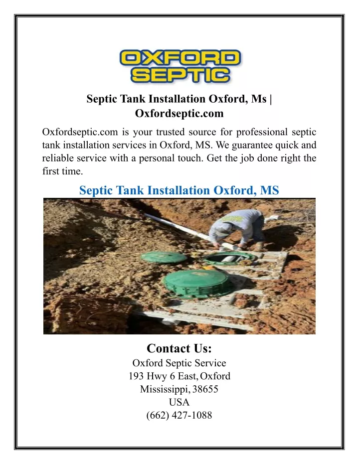 septic tank installation oxford ms oxfordseptic