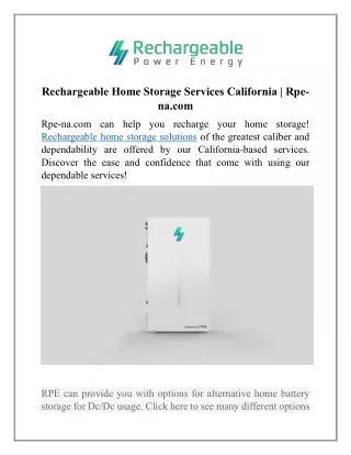 rechargeable home storage services california