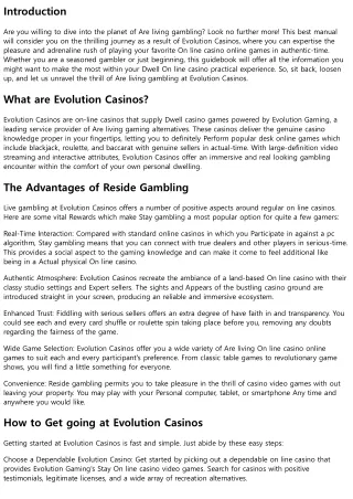 The final word Guide to Evolution Casinos: Unraveling the Thrill of Are living G