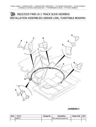 JCB JS115D TRACKED EXCAVATOR Parts Catalogue Manual (Serial Number 02113876-02115876)