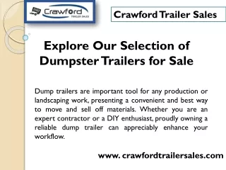 Hydraulic dump trailers for sale - Crawford Trailer Sales