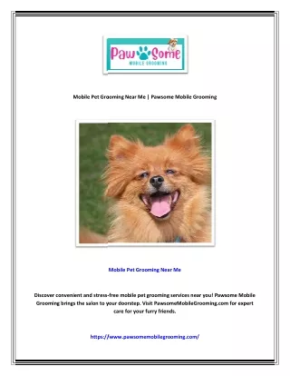 Mobile Pet Grooming Near Me | Pawsome Mobile Grooming