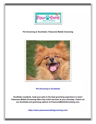 Pet Grooming in Southlake | Pawsome Mobile Grooming