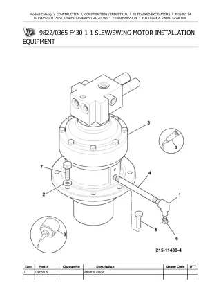 JCB JS160LC T4 TRACKED EXCAVATOR Parts Catalogue Manual (Serial Number 02440501-02440650)