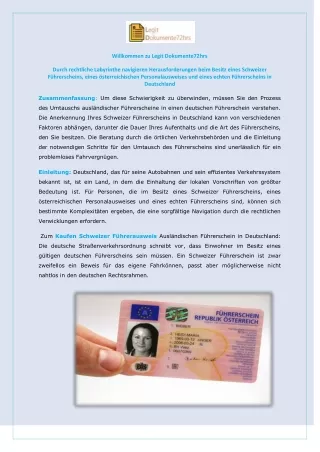 Durch rechtliche Labyrinthe navigieren Herausforderungen beim Besitz eines Schweizer Führerscheins, eines österreichisch