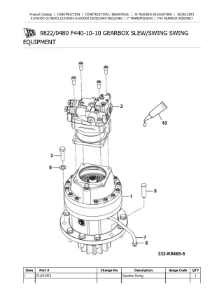 JCB JS200LCB T2 DIESELMAX TRACKED EXCAVATOR Parts Catalogue Manual (Serial Number 01920001-01920300)