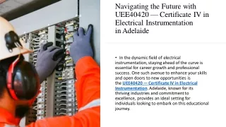 certificate iv electrical instrumentation