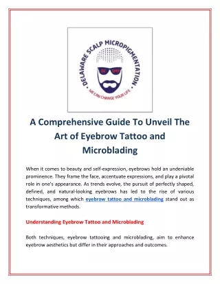 A Comprehensive Guide To Unveil The Art of Eyebrow Tattoo and Microblading