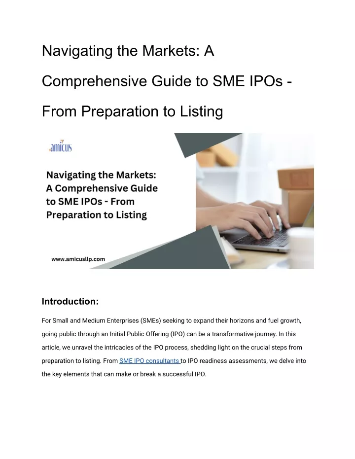 PPT - Navigating the Markets_ A Comprehensive Guide to SME IPOs - From Preparation to Listing 