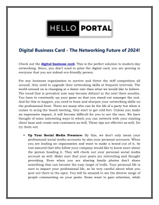 Digital Business Card - The Networking Future of 2024