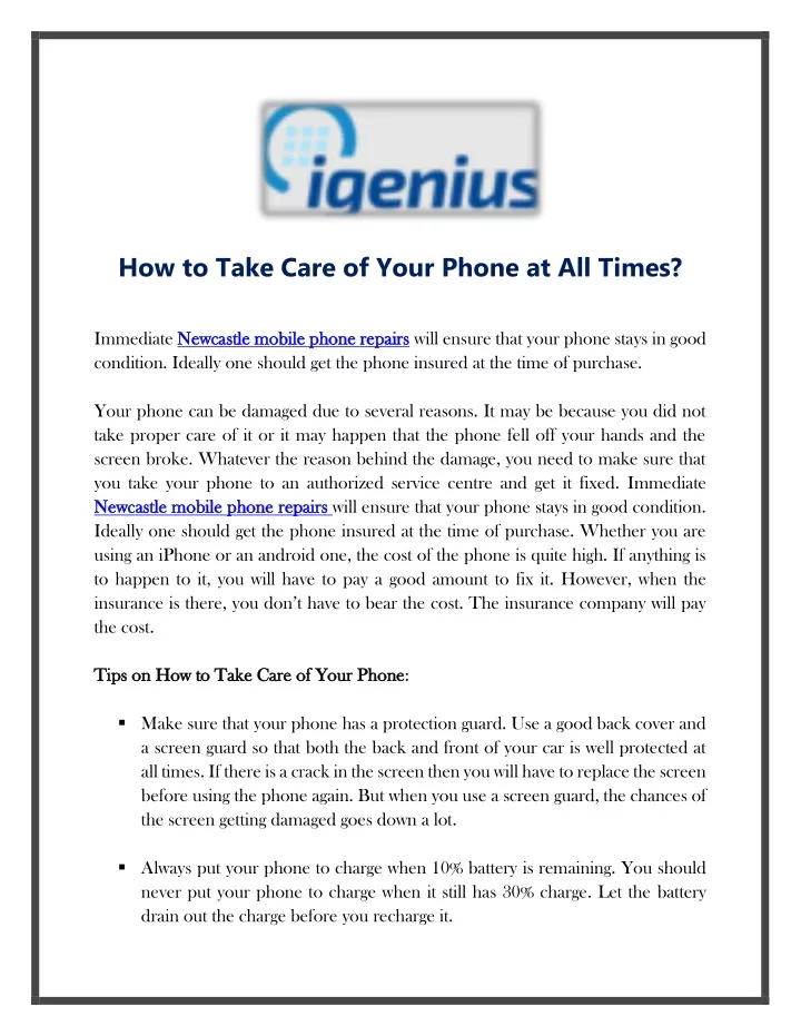 how to take care of your phone at all times
