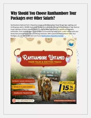 Why Should You Choose Ranthambore Tour Packages over Other Safaris